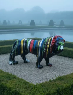 Casa Padrino Luxus Deko Skulptur Raubkatze Löwenmüll H. 120 cm - Riesige Gartenskulptur - Lebensgroße Skulptur - XXL Deko Skulptur - XXL Deko Figur
