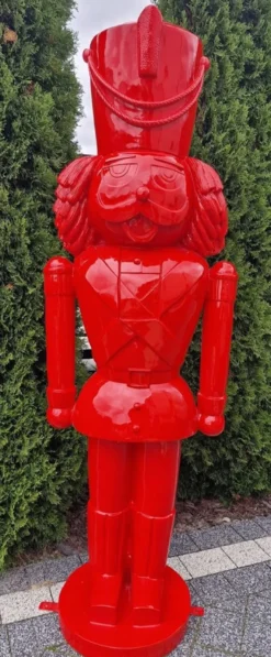Casa Padrino Luxus Deko Skulptur Nussknacker Rot H. 180 cm - Weihnachts Deko Figur - XXL Deko Skulptur - XXL Deko Figur - XXL Weihnachts Skulptur - Weihnachts Deko Accessoires