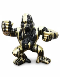 Casa Padrino Luxus Deko Skulptur Affe Kong Wütende Gorilla Trash Silver Oder G H. 102 cm - Riesige Gartenskulptur - Lebensgroße Skulptur - XXL Deko Skulptur - XXL Deko Figur