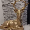 Casa Padrino Luxus Deko Skulptur Reh Gold 67 x H. 75 cm - Wetterbeständige Deko Figur - Wohnzimmer Deko - Garten Deko - Luxus Deko Tierfigur - Weihnachts Deko Skulptur - Weihnachts Deko Figur