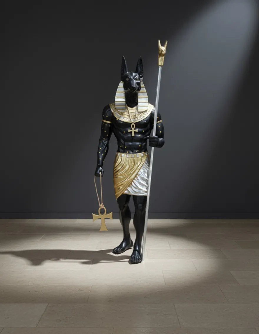 Casa Padrino Luxus Deko Skulptur Statue Anubis H. 230 cm - Riesige Gartenskulptur - Lebensgroße Skulptur - XXL Deko Skulptur - XXL Deko Figur