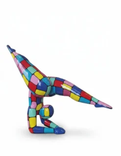 Casa Padrino Luxus Deko Skulptur Statue Bunt Akrobatin H. 140 cm - Riesige Gartenskulptur - Lebensgroße Skulptur - XXL Deko Skulptur - XXL Deko Figur