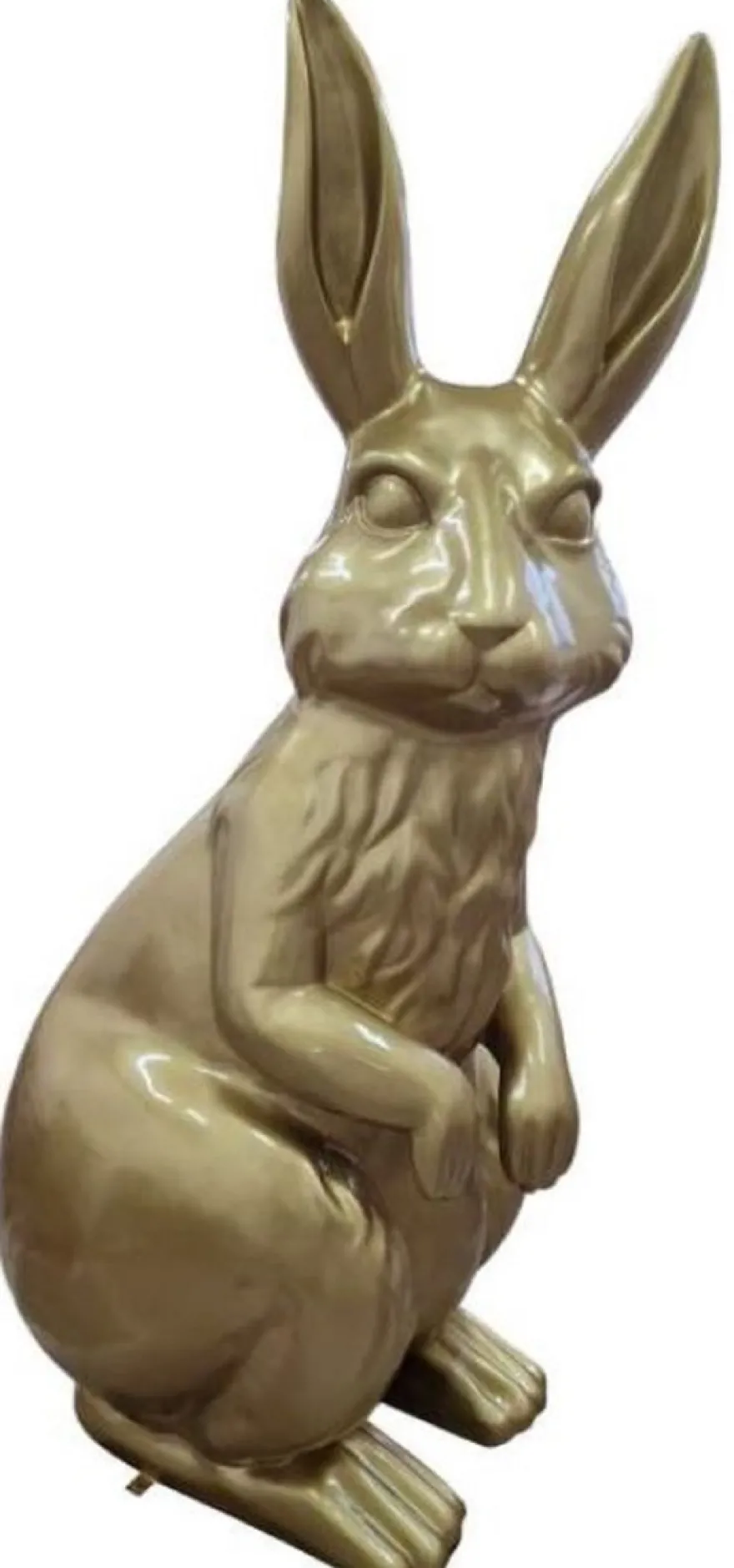 Casa Padrino Luxus Deko Skulptur Hase Gold H. 220 cm - Riesige Gartenskulptur - XXL Deko Skulptur - XXL Deko Figur - XXL Tierfigur - Luxus Garten Deko Tierfigur