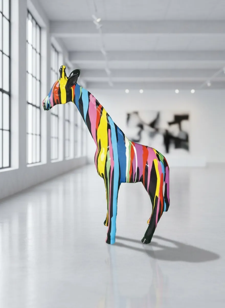 Casa Padrino Luxus Deko Skulptur Giraffe Trash H. 130 cm - Riesige Gartenskulptur - Lebensgroße Skulptur - XXL Deko Skulptur - XXL Deko Figur
