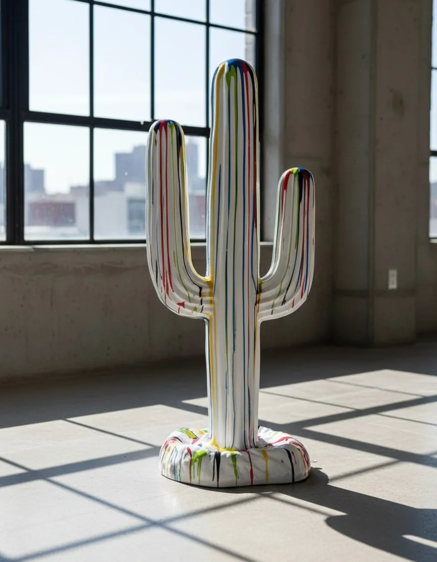 Casa Padrino Luxus Deko Skulptur Deko Objekt Kaktus Trash H. 185 cm - Riesige Gartenskulptur - Lebensgroße Skulptur - XXL Deko Skulptur - XXL Deko Figur