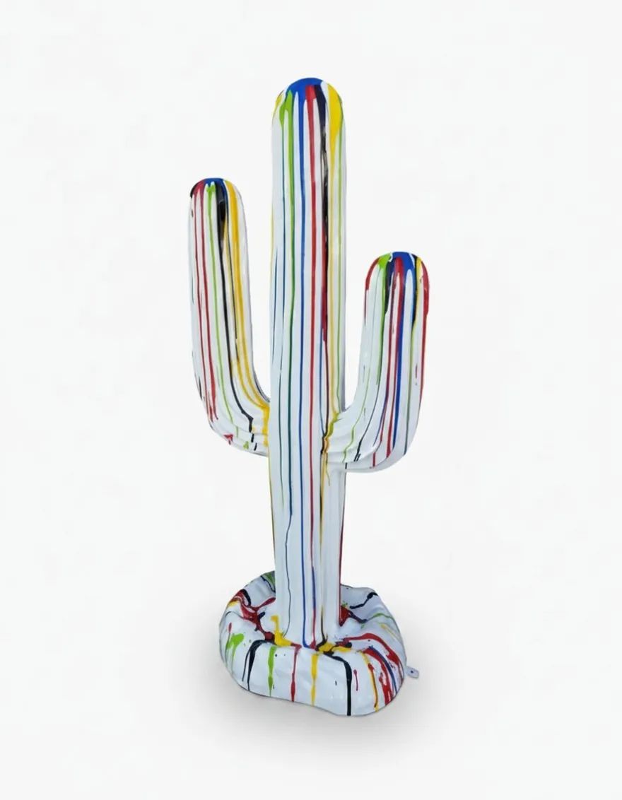 Casa Padrino Luxus Deko Skulptur Deko Objekt Kaktus Trash H. 185 cm - Riesige Gartenskulptur - Lebensgroße Skulptur - XXL Deko Skulptur - XXL Deko Figur