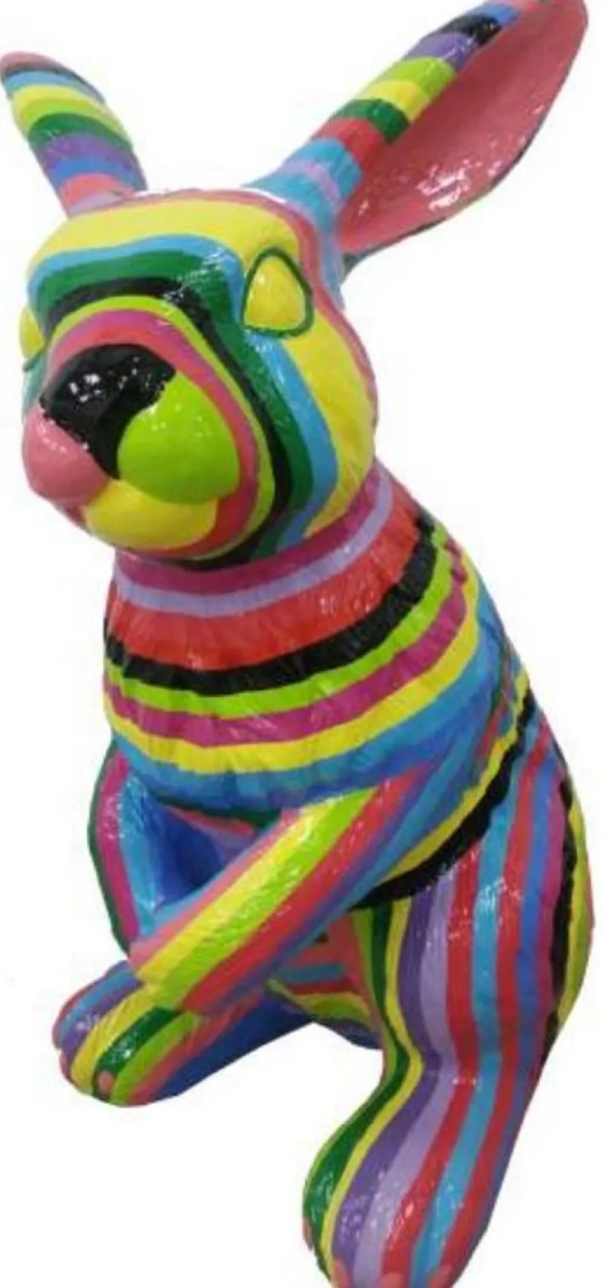 Casa Padrino Luxus Deko Skulptur Hase Mehrfarbig H. 120 cm - Große Deko Figur - XXL Deko Skulptur - XXL Deko Figur - XXL Tierfigur - Wohnzimmer Deko - Garten Deko - Luxus Deko XXL Figuren