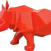 Casa Padrino Luxus Deko Skulptur Nashorn Rot 210 x 62 x H. 90 cm - Riesige Gartenskulptur - Lebensgroße Skulptur - XXL Deko Skulptur - XXL Deko Figur - XXL Tierfigur - Luxus Garten Deko