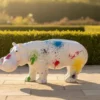 Casa Padrino Luxus Deko Skulptur Nilpferd Splash H. 45 cm - Deko Skulptur - Deko Figur - Tierfigur - Gartendeko