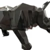 Casa Padrino Luxus Deko Skulptur Nashorn Schwarz 210 x 62 x H. 90 cm - Riesige Gartenskulptur - Lebensgroße Skulptur - XXL Deko Skulptur - XXL Deko Figur - XXL Tierfigur - Luxus Garten Deko