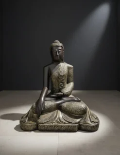 Casa Padrino Luxus Deko Skulptur Statue Großer Sitzend Buddha H. 90 cm - Deko Skulptur - Deko Figur - Tierfigur - Gartendeko