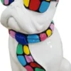 Casa Padrino Luxus Deko Skulptur Hund Bulldogge Weiß / Mehrfarbig H. 120 cm - Große Deko Figur - XXL Deko Skulptur - XXL Deko Figur - Wohnzimmer Deko - Garten Deko - Luxus Deko XXL Figuren