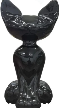 Casa Padrino Luxus Deko Skulptur Katze Schwarz H. 130 cm - Große Deko Figur - XXL Deko Skulptur - XXL Deko Figur - XXL Tierfigur - Wohnzimmer Deko - Garten Deko - Luxus Deko XXL Figuren