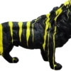 Casa Padrino Luxus Deko Skulptur Löwe Schwarz / Gelb 100 x H. 68 cm - Große Deko Figur - XXL Deko Skulptur - XXL Deko Figur - XXL Tierfigur - Wohnzimmer Deko - Garten Deko - Luxus Deko XXL Figuren