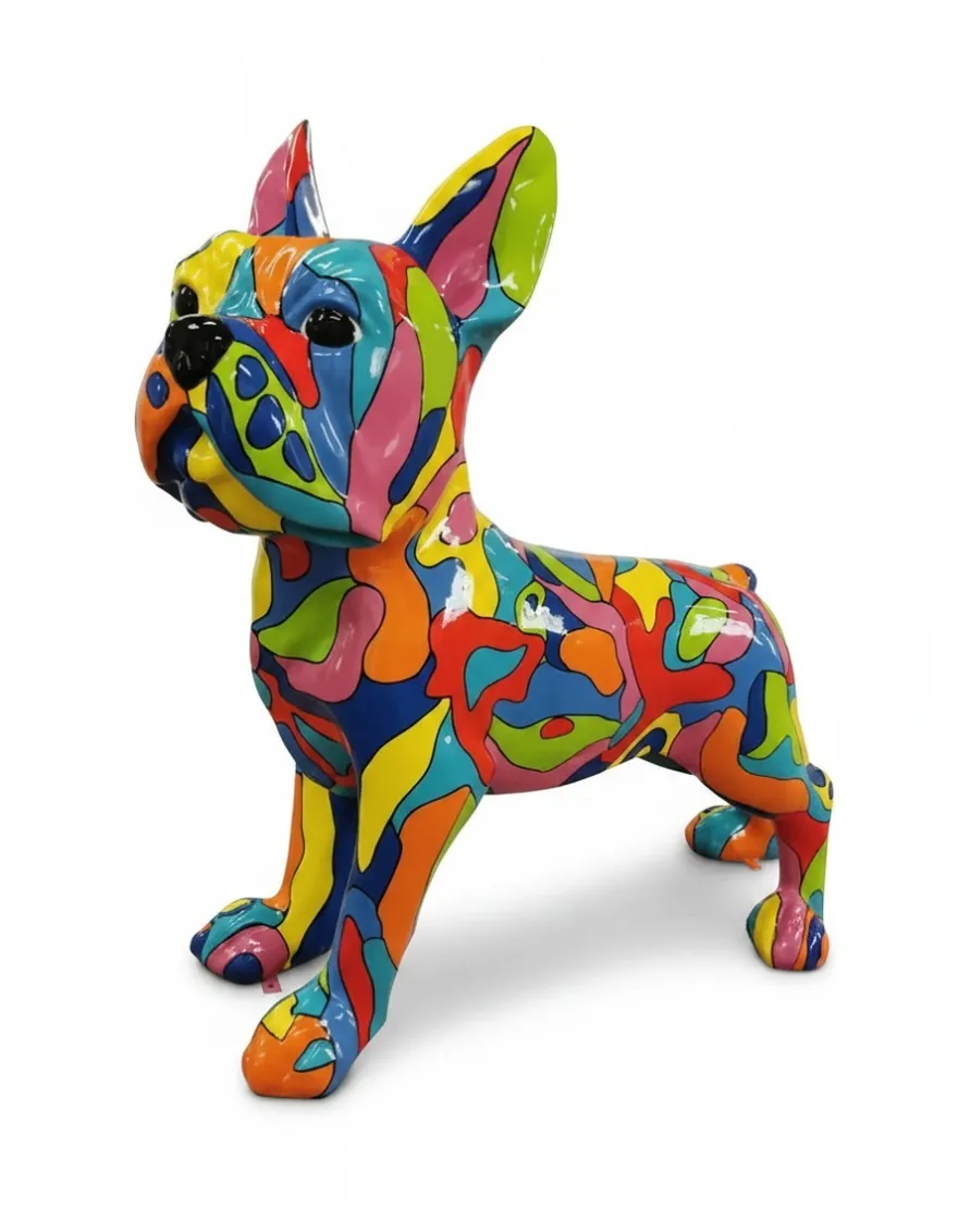 Casa Padrino Luxus Deko Skulptur Hund Französische Bulldogge Zusammenfassung H. 178 cm - Riesige Gartenskulptur - Lebensgroße Skulptur - XXL Deko Skulptur - XXL Deko Figur