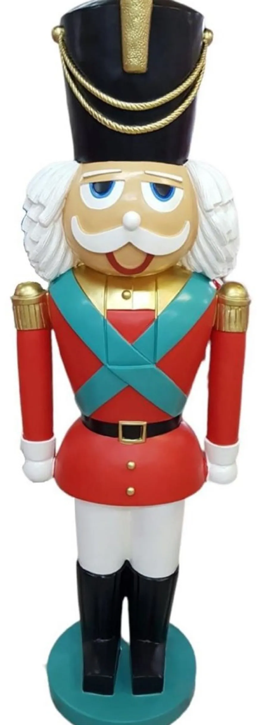 Casa Padrino Luxus Deko Skulptur Nussknacker Rot / Mehrfarbig / Türkis H. 180 cm - Weihnachts Deko Figur - XXL Deko Skulptur - XXL Deko Figur - XXL Weihnachts Skulptur - Weihnachts Deko Accessoires
