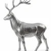 Casa Padrino Luxus Deko Skulptur Hirsch Großer In Metalloptik H. 220 cm - Riesige Gartenskulptur - Lebensgroße Skulptur - XXL Deko Skulptur - XXL Deko Figur