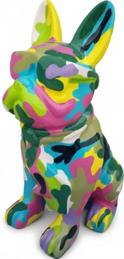 Casa Padrino Luxus Deko Skulptur Hund Bulldogge Armee Krawatte H. 80 cm - Deko Skulptur - Deko Figur - Tierfigur - Gartendeko
