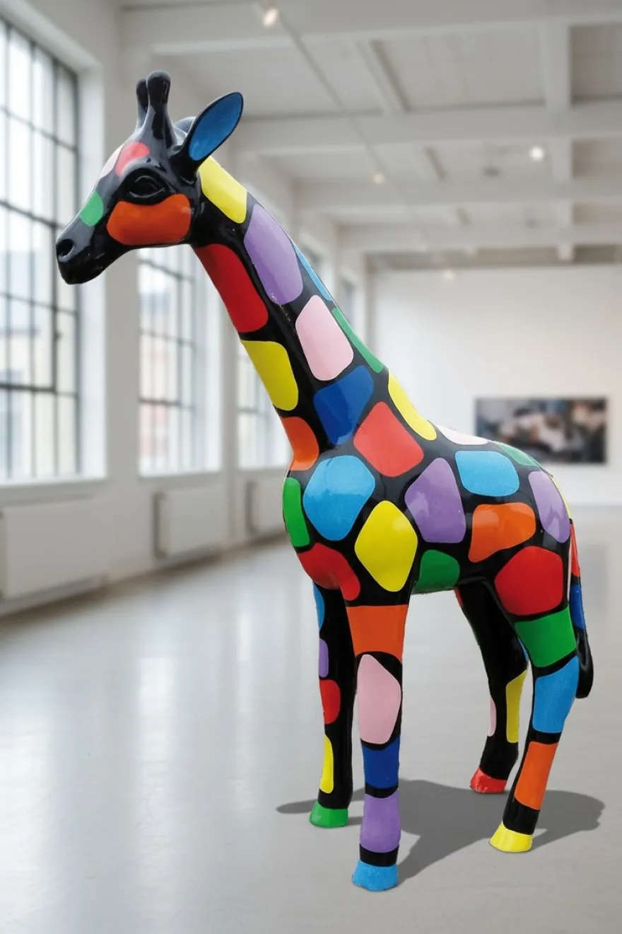 Casa Padrino Luxus Deko Skulptur Giraffe Mosaik H. 115 cm - Riesige Gartenskulptur - Lebensgroße Skulptur - XXL Deko Skulptur - XXL Deko Figur