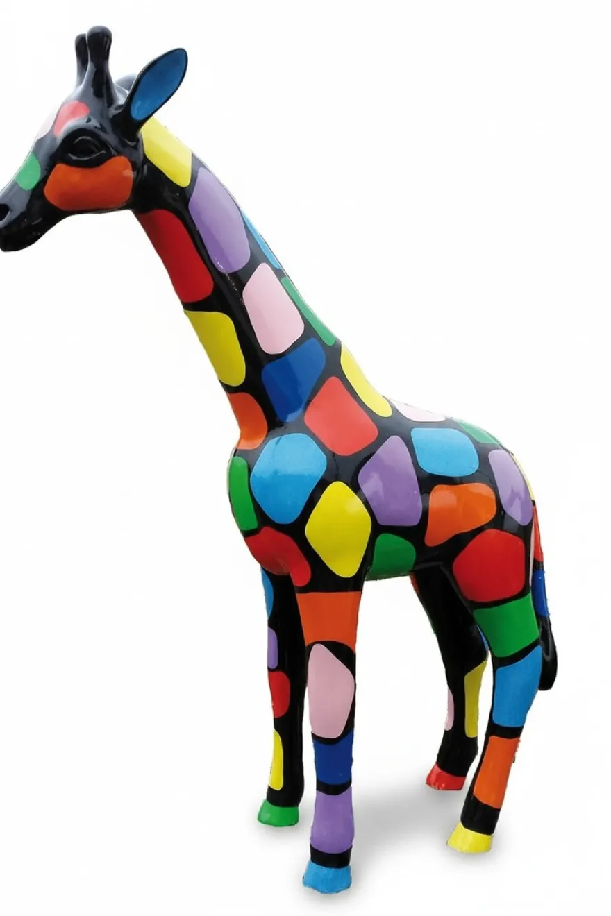 Casa Padrino Luxus Deko Skulptur Giraffe Mosaik H. 115 cm - Riesige Gartenskulptur - Lebensgroße Skulptur - XXL Deko Skulptur - XXL Deko Figur