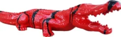 Casa Padrino Luxus Deko Skulptur Krokodil Rot / Schwarz 108 cm - Wetterbeständige Gartenskulptur - XXL Deko Skulptur - XXL Deko Figur - Tierfigur - Garten Deko - Luxus Deko Accessoires
