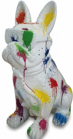 Casa Padrino Luxus Deko Skulptur Hund Bulldogge Spash Brille H. 80 cm - Deko Skulptur - Deko Figur - Tierfigur - Gartendeko