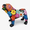 Casa Padrino Luxus Deko Skulptur Hund Bulldoggenblumen H. 70 cm - Deko Skulptur - Deko Figur - Tierfigur - Gartendeko