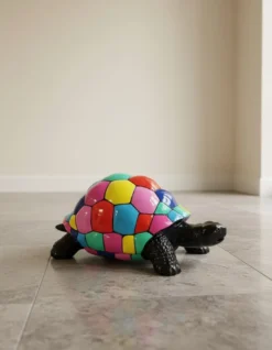 Casa Padrino Luxus Deko Skulptur Reptil Schildkröte Bunt Quartal H. 44 cm - Deko Skulptur - Deko Figur - Tierfigur - Gartendeko