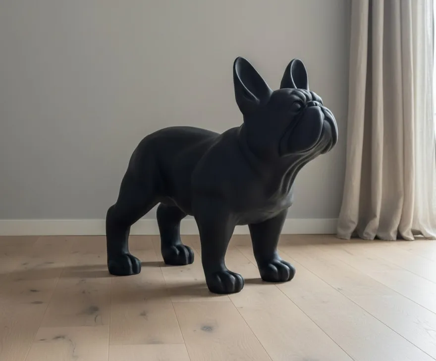 Casa Padrino Luxus Deko Skulptur Hund Französische Bulldogge H. 160 cm - Riesige Gartenskulptur - Lebensgroße Skulptur - XXL Deko Skulptur - XXL Deko Figur