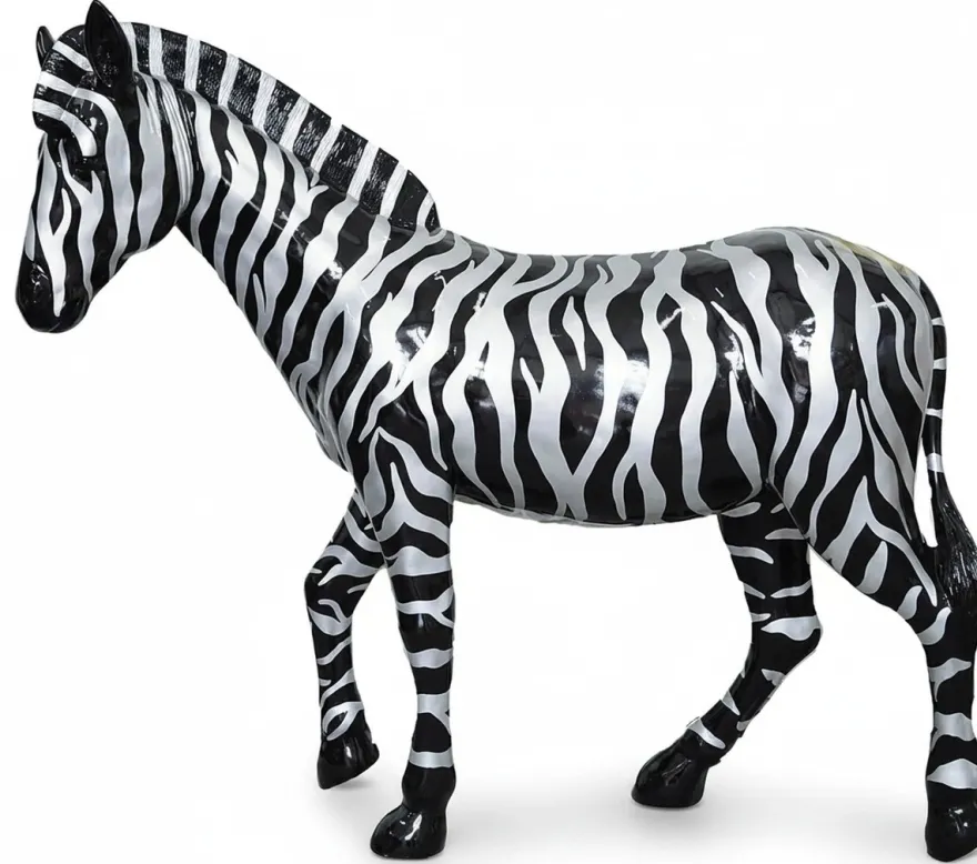 Casa Padrino Luxus Deko Skulptur Pferd Zebra H. 170 cm - Riesige Gartenskulptur - Lebensgroße Skulptur - XXL Deko Skulptur - XXL Deko Figur