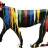 Casa Padrino Luxus Deko Skulptur Gepard Schwarz / Mehrfarbig H. 135 x H. 85 cm - Große Deko Figur - XXL Deko Skulptur - XXL Deko Figur - Wohnzimmer Deko - Garten Deko - Luxus Figuren