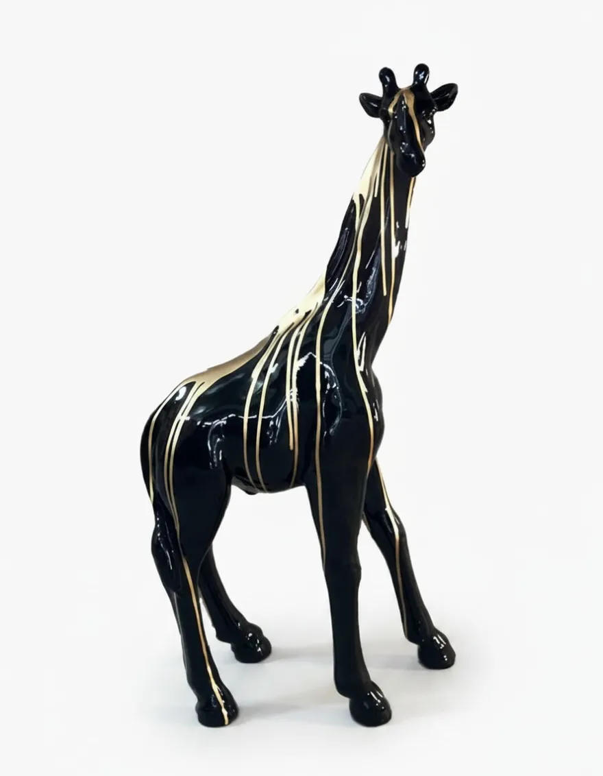 Casa Padrino Luxus Deko Skulptur Giraffe Trash Gold H. 78 cm - Deko Skulptur - Deko Figur - Tierfigur - Gartendeko