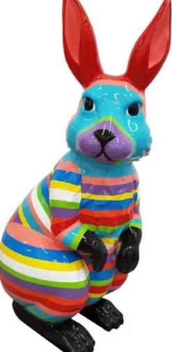 Casa Padrino Luxus Deko Skulptur Hase Mehrfarbig H. 220 cm - Riesige Gartenskulptur - XXL Deko Skulptur - XXL Deko Figur - XXL Tierfigur - Luxus Garten Deko Tierfigur