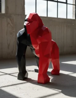 Casa Padrino Luxus Deko Skulptur Affe Multicolor Facettierter Gorilla H. 128 cm - Riesige Gartenskulptur - Lebensgroße Skulptur - XXL Deko Skulptur - XXL Deko Figur