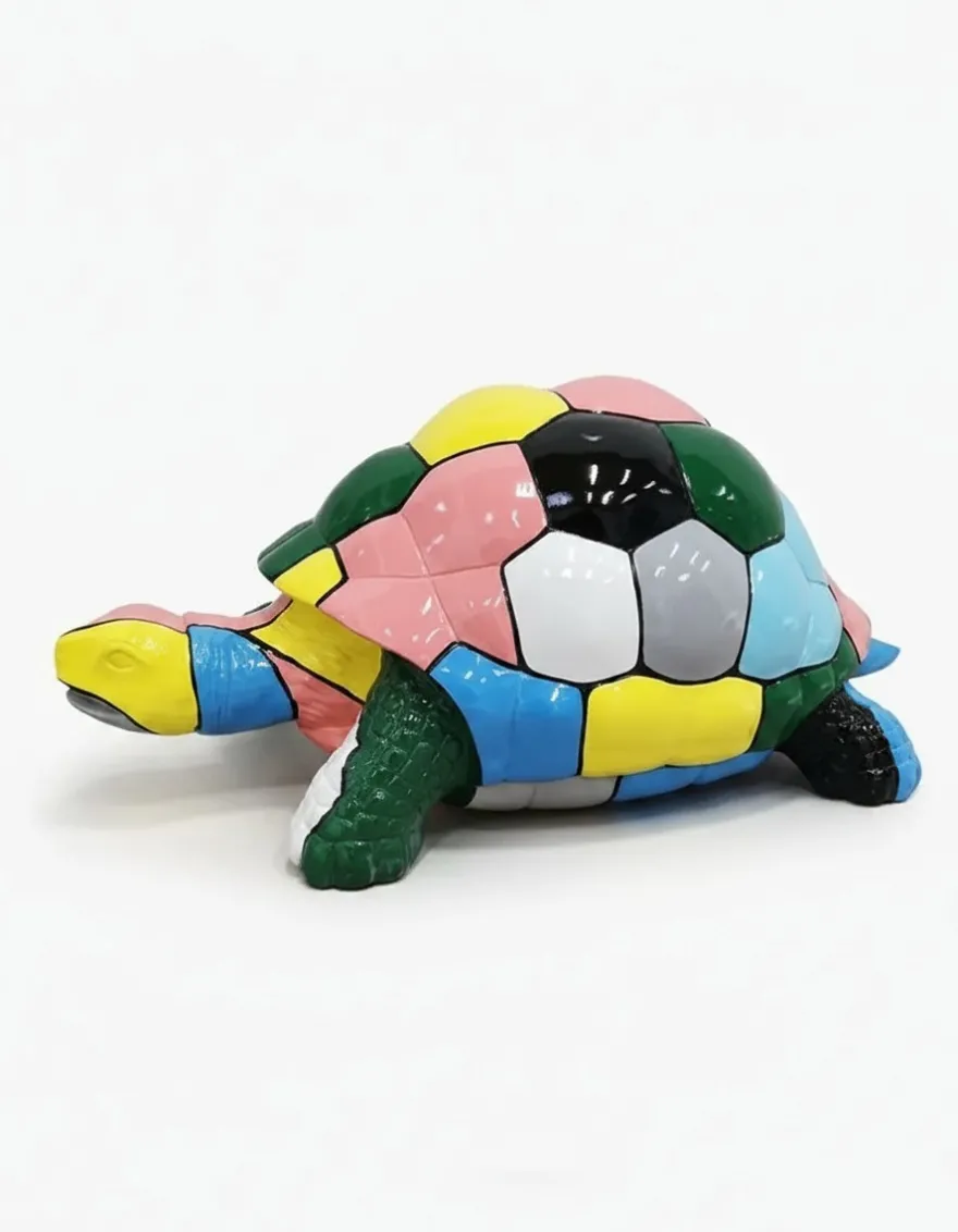 Casa Padrino Luxus Deko Skulptur Reptil Schildkröte Bunt H. 44 cm - Deko Skulptur - Deko Figur - Tierfigur - Gartendeko