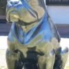 Casa Padrino Luxus Deko Skulptur Hund Bulldogge Silber 220 x 130 x H. 250 cm - Riesige Garten Skulptur - Riesige Garten Figur - XXL Deko Skulptur - XXL Deko Figur - XXL Tierfigur