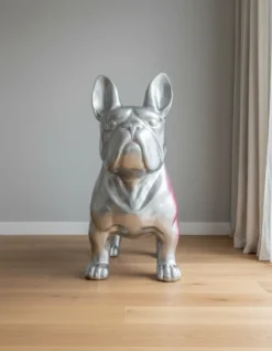 Casa Padrino Luxus Deko Skulptur Hund Riesige Sitzend Bulldogge Gold H. 250 cm - Riesige Gartenskulptur - Lebensgroße Skulptur - XXL Deko Skulptur - XXL Deko Figur