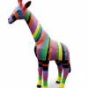Casa Padrino Luxus Deko Skulptur Giraffe Gestreift H. 115 cm - Riesige Gartenskulptur - Lebensgroße Skulptur - XXL Deko Skulptur - XXL Deko Figur
