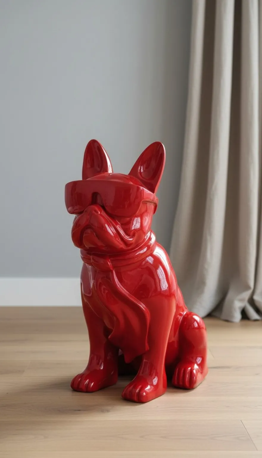 Casa Padrino Luxus Deko Skulptur Hund Bulldogge Brille H. 80 cm - Deko Skulptur - Deko Figur - Tierfigur - Gartendeko
