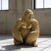 Casa Padrino Luxus Deko Skulptur Affe Sitzend Gorilla Gold H. 75 cm - Deko Skulptur - Deko Figur - Tierfigur - Gartendeko
