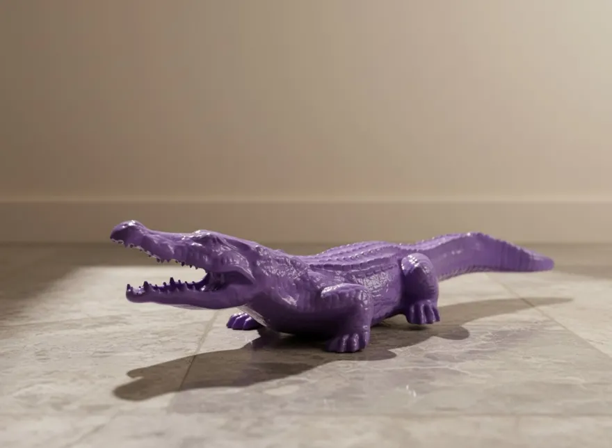 Casa Padrino Luxus Deko Skulptur Reptil Krokodil Lilas H. 20 cm - Deko Skulptur - Deko Figur - Tierfigur - Gartendeko