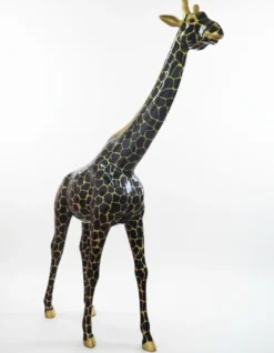 Casa Padrino Luxus Deko Skulptur Giraffe Schwarzgold H. 320 cm - Riesige Gartenskulptur - Lebensgroße Skulptur - XXL Deko Skulptur - XXL Deko Figur