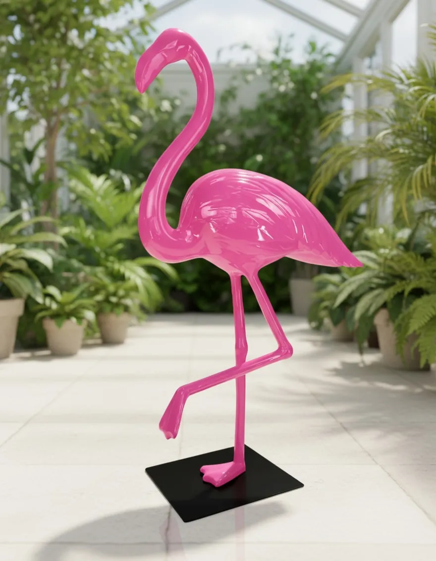 Casa Padrino Luxus Deko Skulptur Vogel Pink Flamingo 2XL H. 210 cm - Riesige Gartenskulptur - Lebensgroße Skulptur - XXL Deko Skulptur - XXL Deko Figur