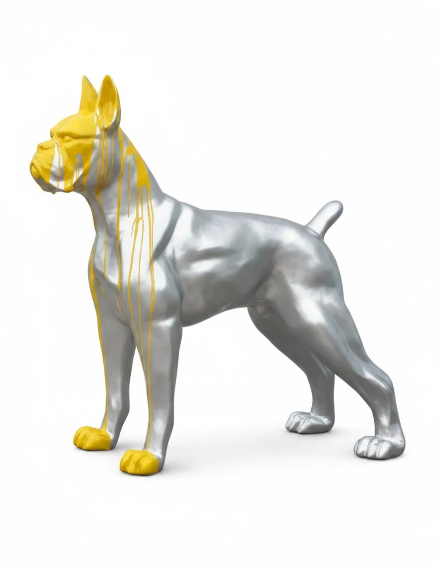 Casa Padrino Luxus Deko Skulptur Hund Riesenboxer H. 180 cm - Riesige Gartenskulptur - Lebensgroße Skulptur - XXL Deko Skulptur - XXL Deko Figur