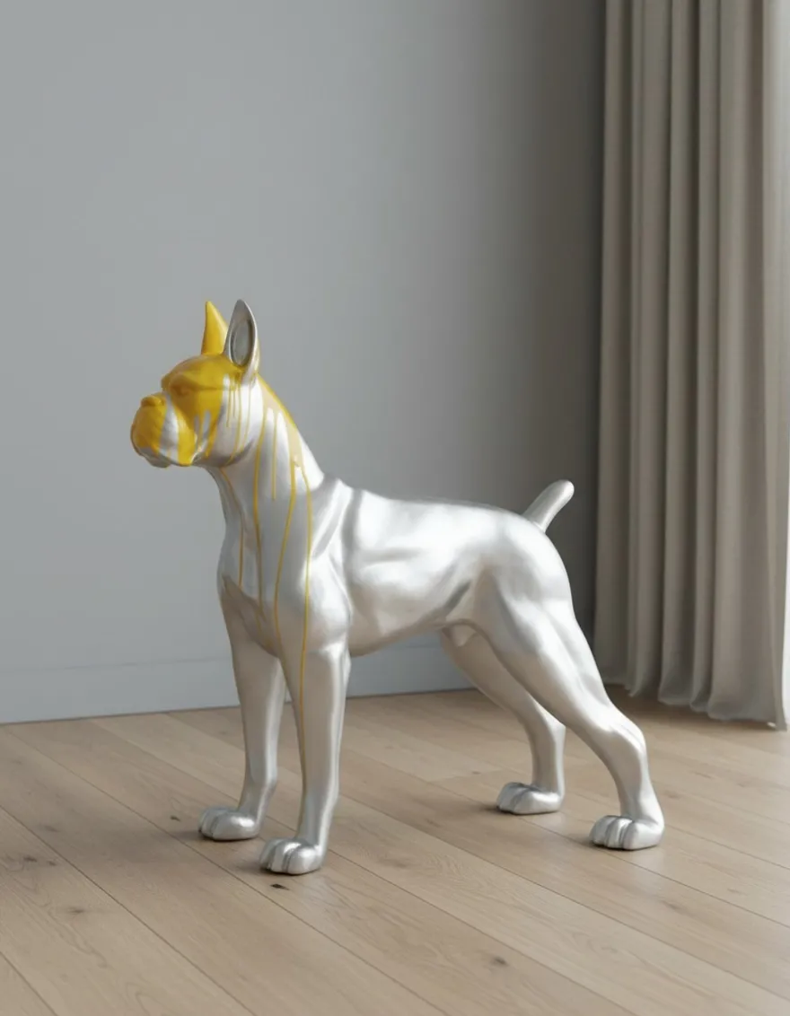 Casa Padrino Luxus Deko Skulptur Hund Riesenboxer H. 180 cm - Riesige Gartenskulptur - Lebensgroße Skulptur - XXL Deko Skulptur - XXL Deko Figur