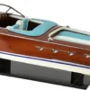 Casa Padrino Luxus Deko Speedboot mit Massivholz Ständer 87 cm - Handgefertigtes Deko Boot - Holzboot - Modellboot - Rennboot - Deko Accessoires