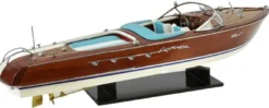 Casa Padrino Luxus Deko Speedboot mit Massivholz Ständer 87 cm - Handgefertigtes Deko Boot - Holzboot - Modellboot - Rennboot - Deko Accessoires