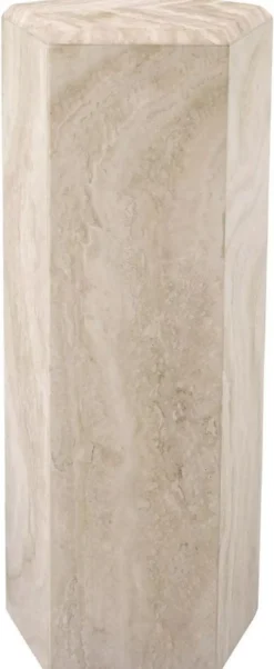 Casa Padrino Luxus Deko Säule 31 x 31 x H. 79,5 cm - 5 Eckige Travertin Naturstein Säule - Pflanzensäule - Wohnzimmer Deko Säule - Hotel Deko Säule - Luxus Möbel - Luxus Qualität
