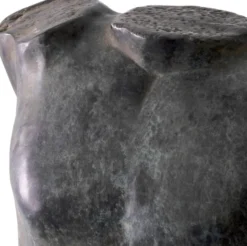 Casa Padrino Luxus Deko Torso Skulptur Antik Bronze / Beige 38 x 23 x H. 48 cm - Metall Deko Figur mit Marmorsockel - Wohnzimmer Deko - Schreibtisch Deko - Büro Deko - Deko Accessoires
