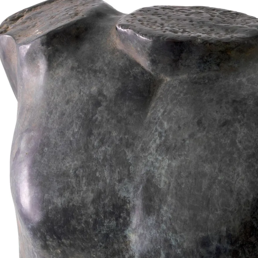 Casa Padrino Luxus Deko Torso Skulptur Antik Bronze / Beige 38 x 23 x H. 48 cm - Metall Deko Figur mit Marmorsockel - Wohnzimmer Deko - Schreibtisch Deko - Büro Deko - Deko Accessoires